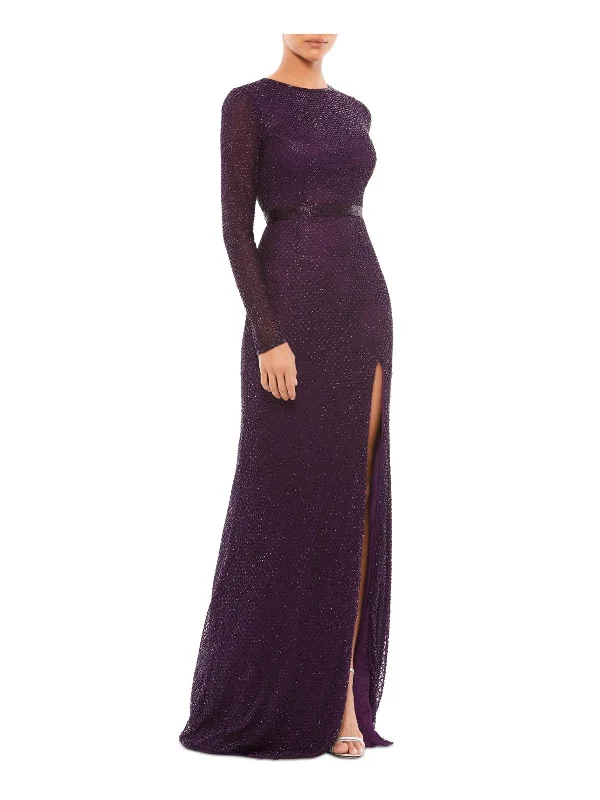 Referral Discount Womens Beaded Lattice Evening Dress