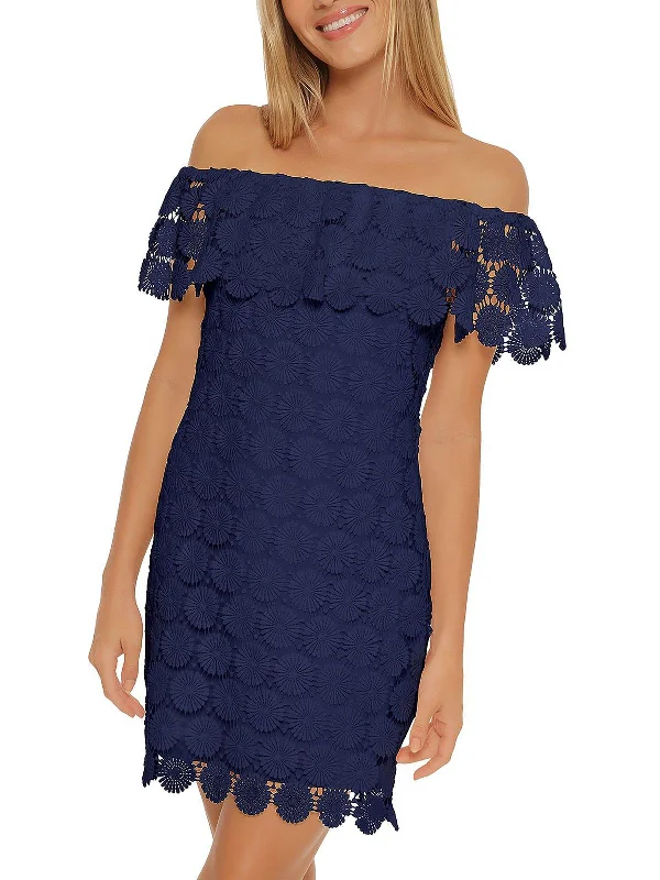 New Markdowns Womens Lace Mini Shift Dress