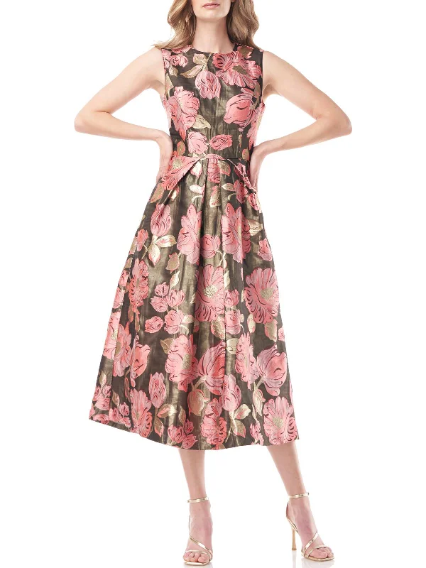 Limited Time Discount Anna Womens Metallic Jacquard Evening Dress