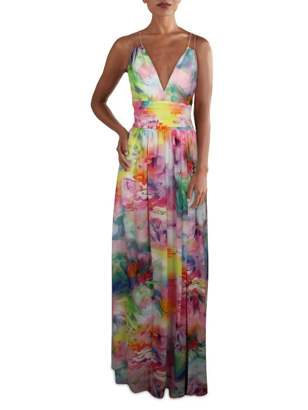 Deal Alert Womens Chiffon Printed Maxi Dress