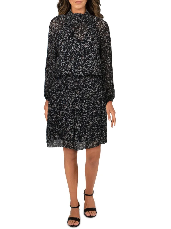 Special Savings Womens Printed Smocked Mini Dress