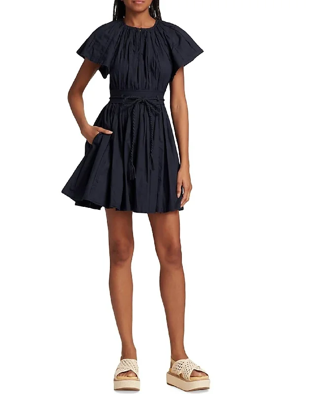 Stock Clearance Jessa Belted Mini Dress In Midnight Blue