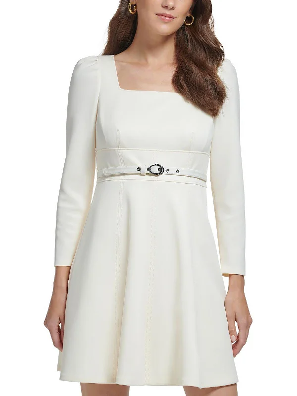 Online Only Womens Panel Square Neck Fit & Flare Dress
