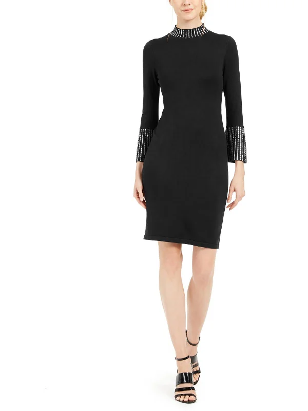 Grand Opening Sale Womens Embellished Midi Sweaterdress