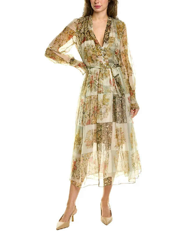 Seasonal Sale Oscar de la Renta Patchwork Silk Tunic Dress