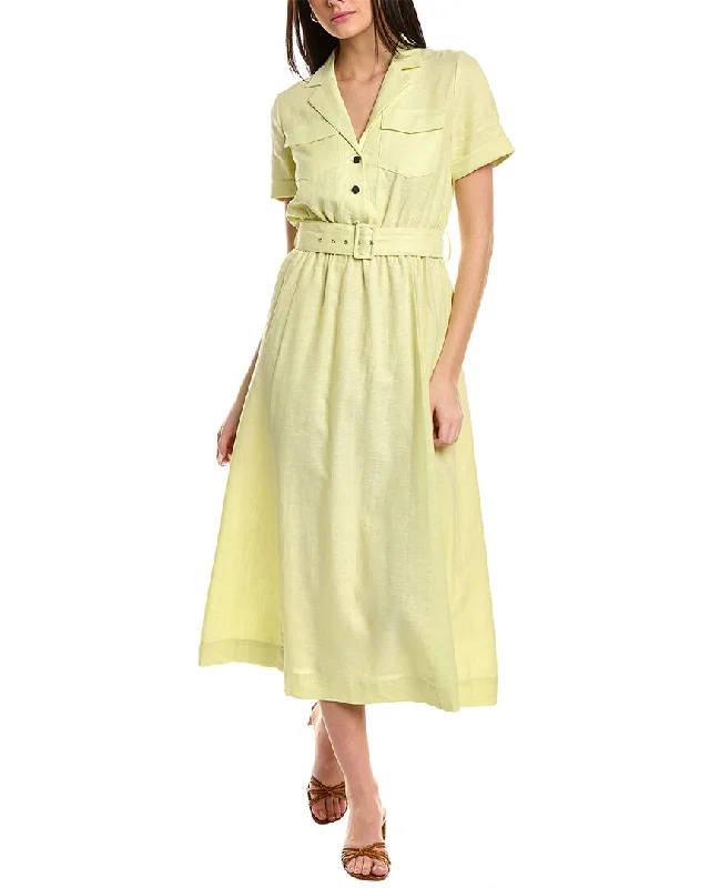 Super Sale Anne Klein Chambray Linen-Blend Midi Dress
