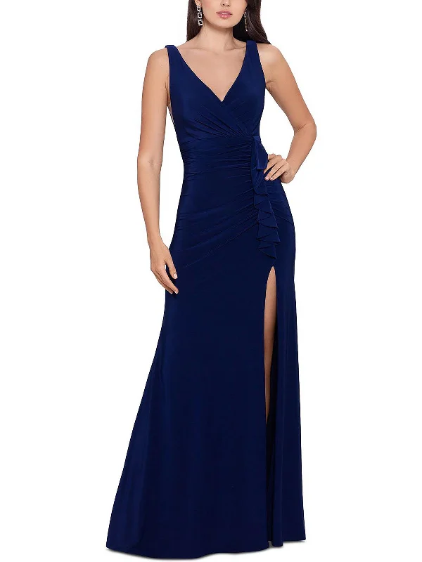 Shop and Save Womens Front Slit Maxi Evening Dress