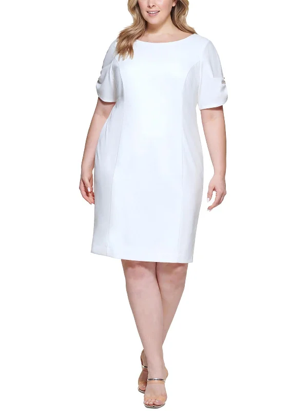 Last Chance Plus Womens Textured Knee Length Wear to Work Dress