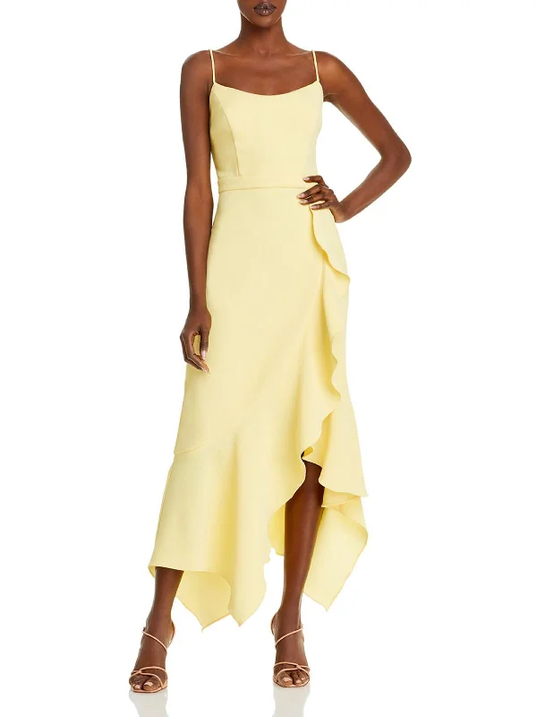 Price Reduction Womens Crepe Scoop Neck Evening Dress