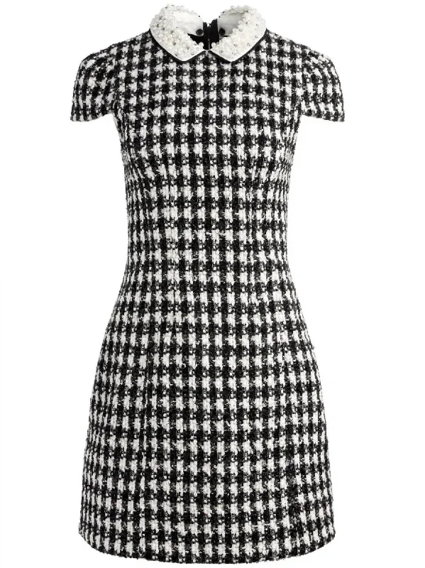 Savings Galore Velia Embellished Tweed Minidress In Black