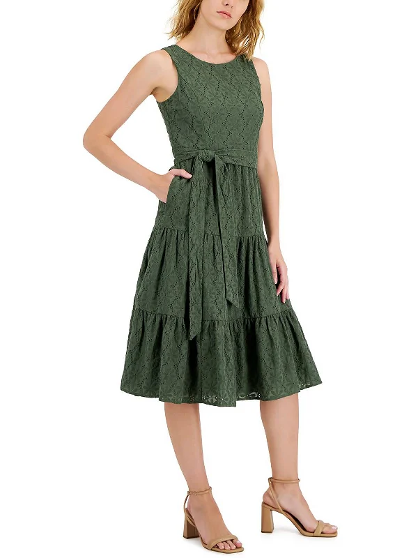 Closeout Sale Womens Belted Calf Midi Dress