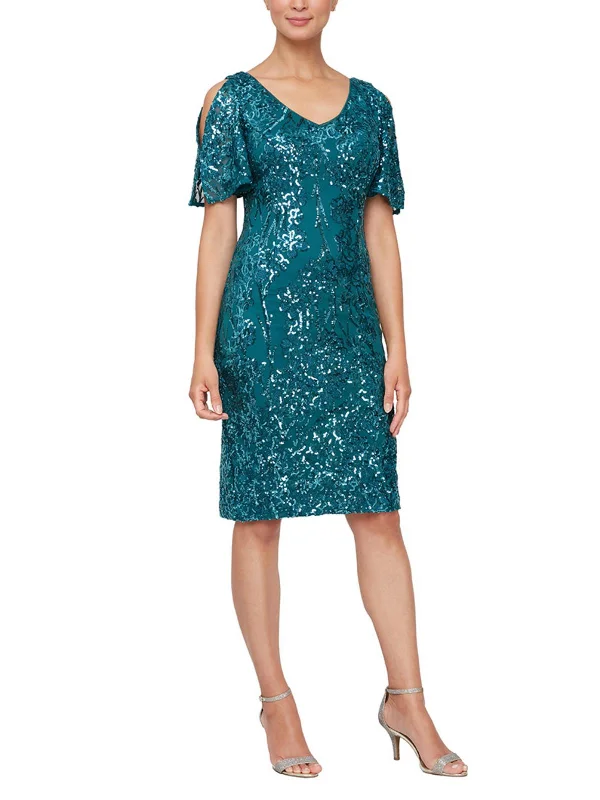 Closeout Plus Womens Sequined Midi Sheath Dress