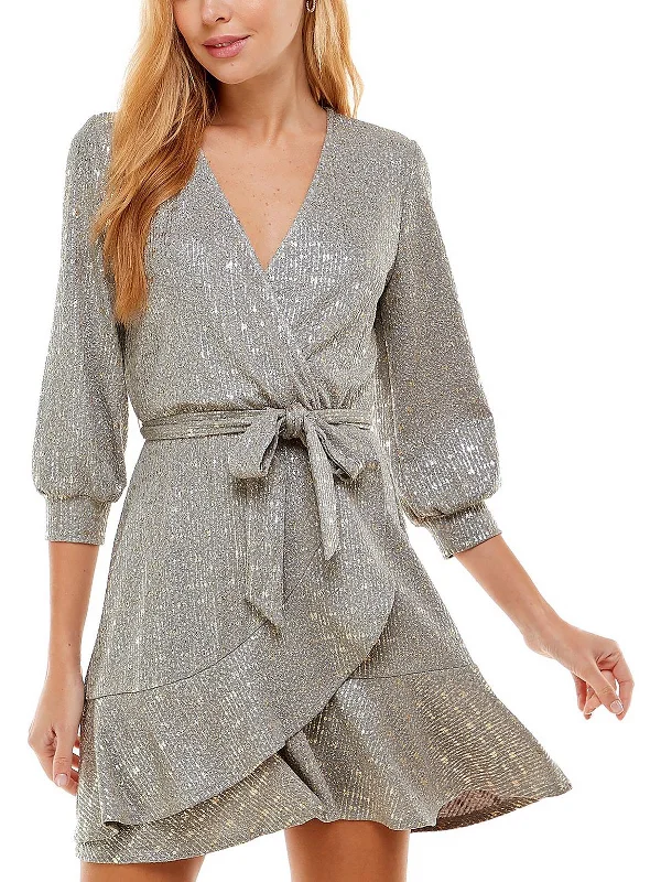 Exclusive Online Offer Juniors Womens Ruffled Mini Cocktail and Party Dress