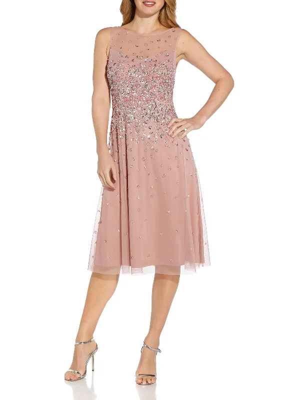 Exclusive Savings Womens Embellished Illusion Cocktail and Party Dress