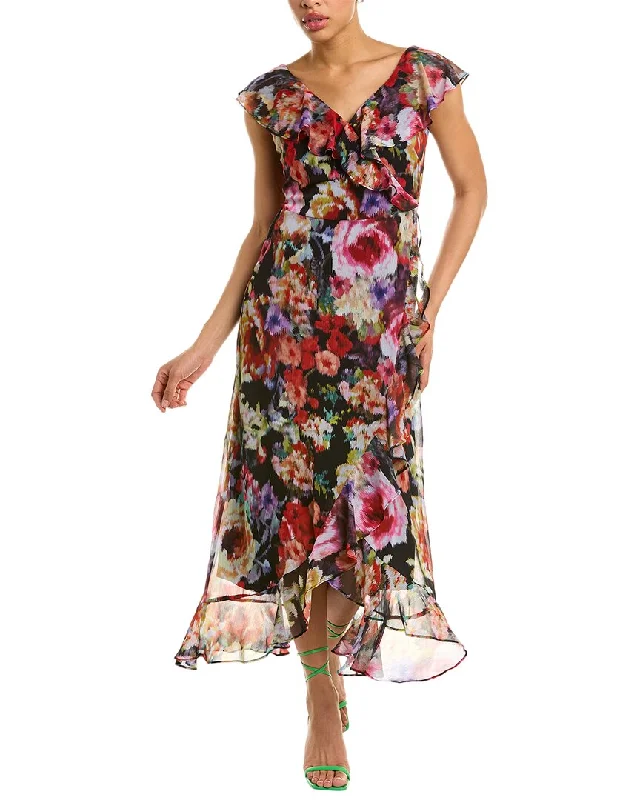 Limited Availability London Times Ruffle Faux Wrap Dress