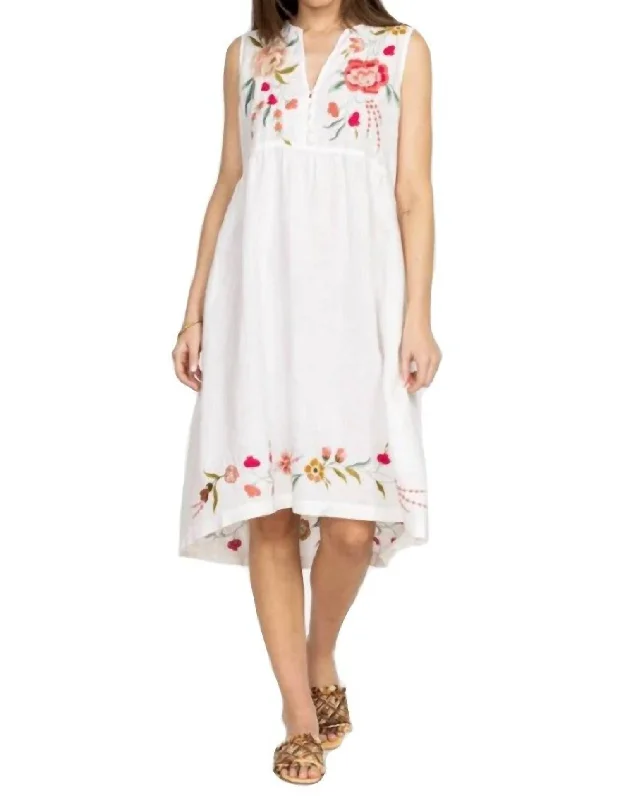 Don't Wait Joya Linen Tank Dress in White