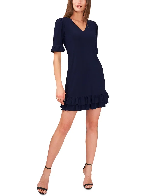 Limited Time Offer Petites Womens Ruffle Mini Shift Dress