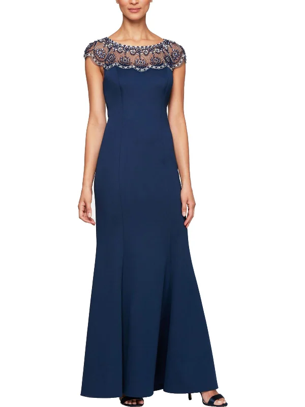Discount Days Womens Embellished Sleeveless Evening Dress