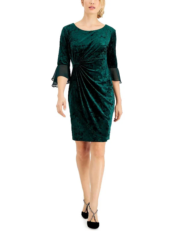 Anniversary Sale Petites Womens Velour Mini Bodycon Dress