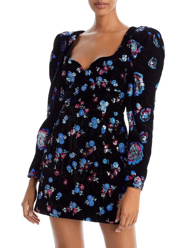 Can't Be Beat Womens Velvet Mini Mini Dress