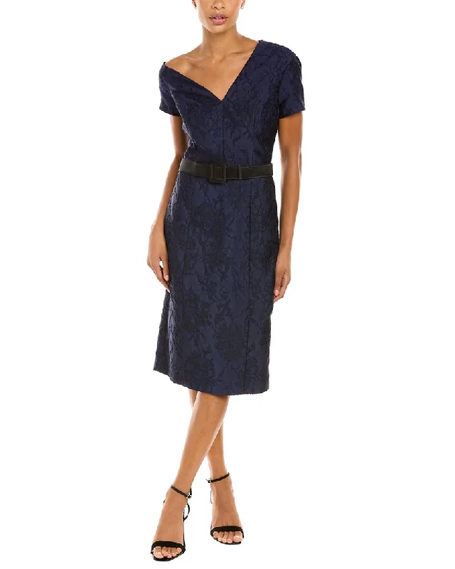 Price Cut Kay Unger Floral Jacquard Dress