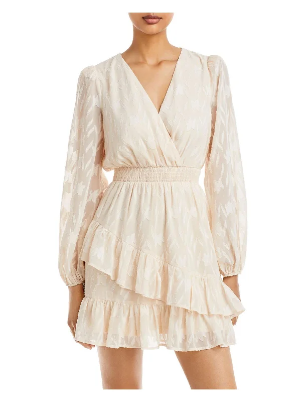 Friends and Family Sale Womens Chiffon Tiered Mini Dress