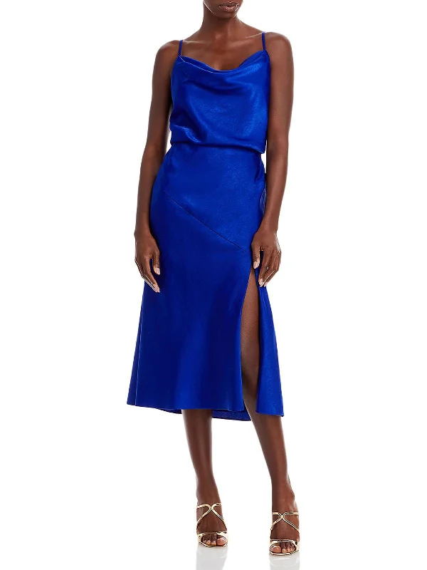 Exclusive Deal Womens Cowl Neck Side Slit Slip Dress