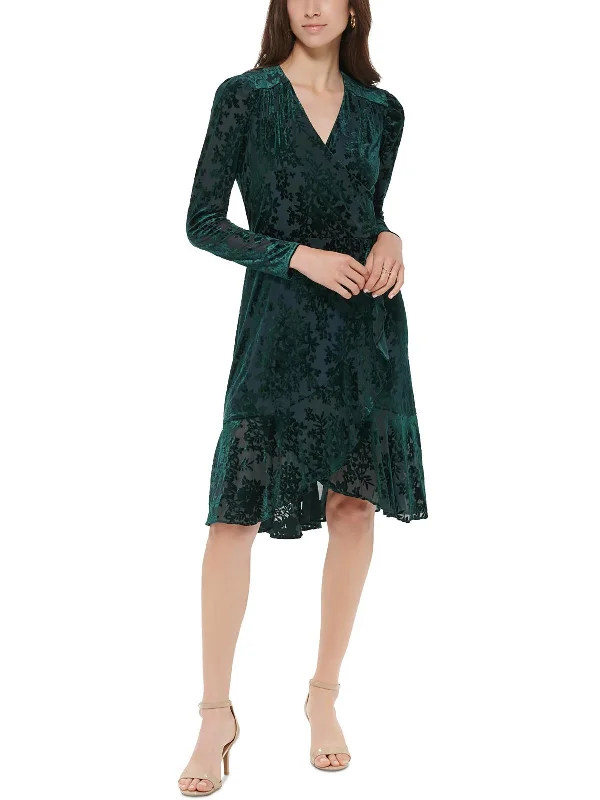 Lowest Price Plus Womens V-Neck Knee Wrap Dress