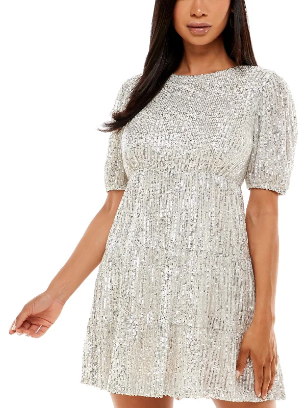 Great Bargains Juniors Womens Sequined Tiered Cocktail and Party Dress