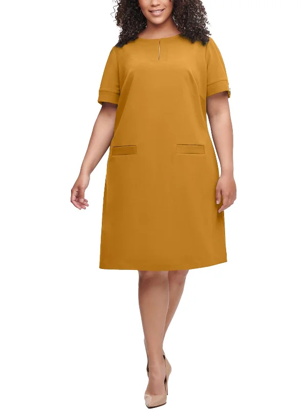 Discount Deals Plus Womens Hardware Sleeve Short Shift Dress
