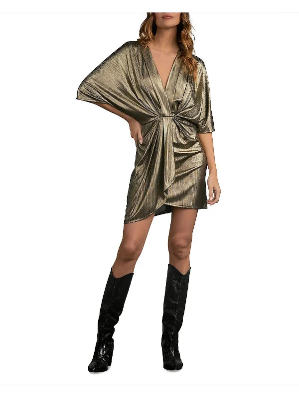Bonus Savings Womens V-Neck Mini Cocktail and Party Dress