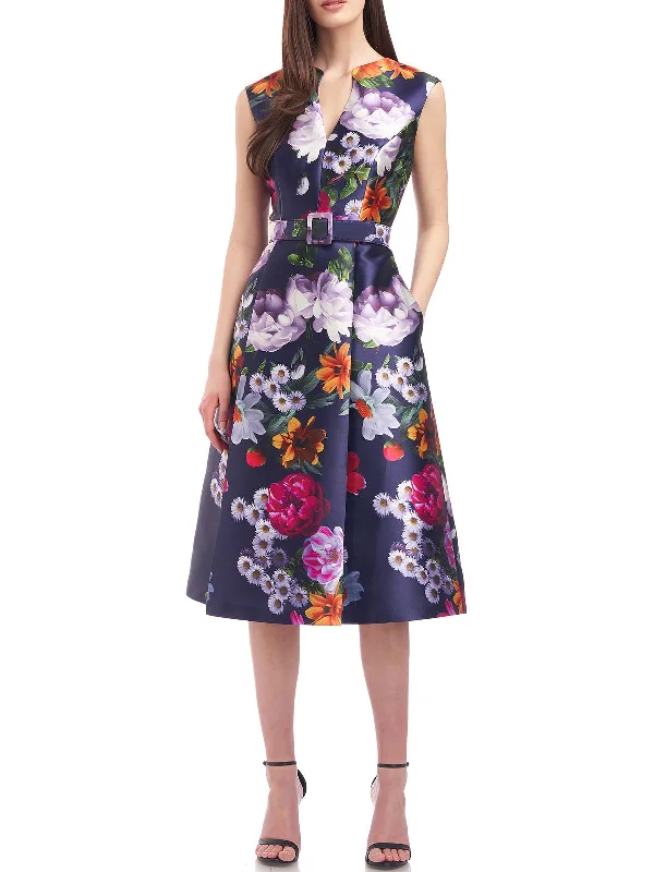 Amazing Deals Easton Womens Floral Midi Cocktail and Party Dress