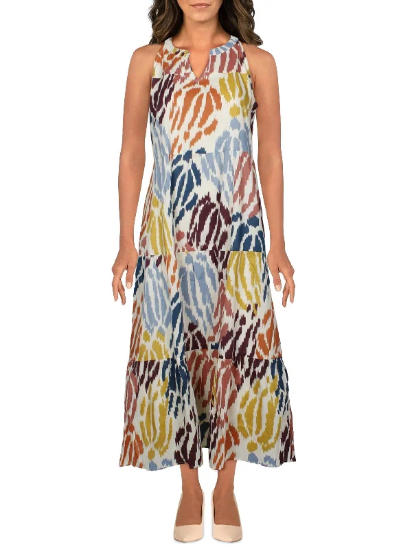 Super Bargain Womens Printed Halter Midi Dress
