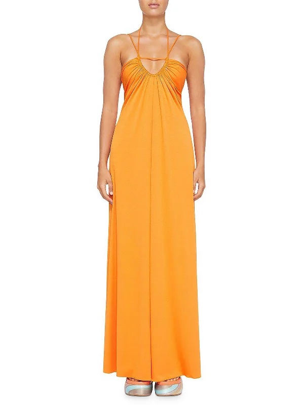 Massive Deals Hayes Womens Ruched Open Back Maxi Dress