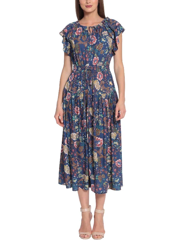 Value Deals Womens Crepe Floral Midi Dress