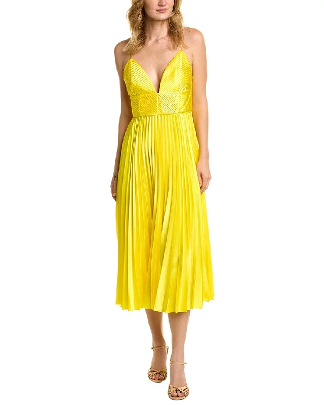 Midnight Madness AMUR Viv Mitered Pleating Midi Dress