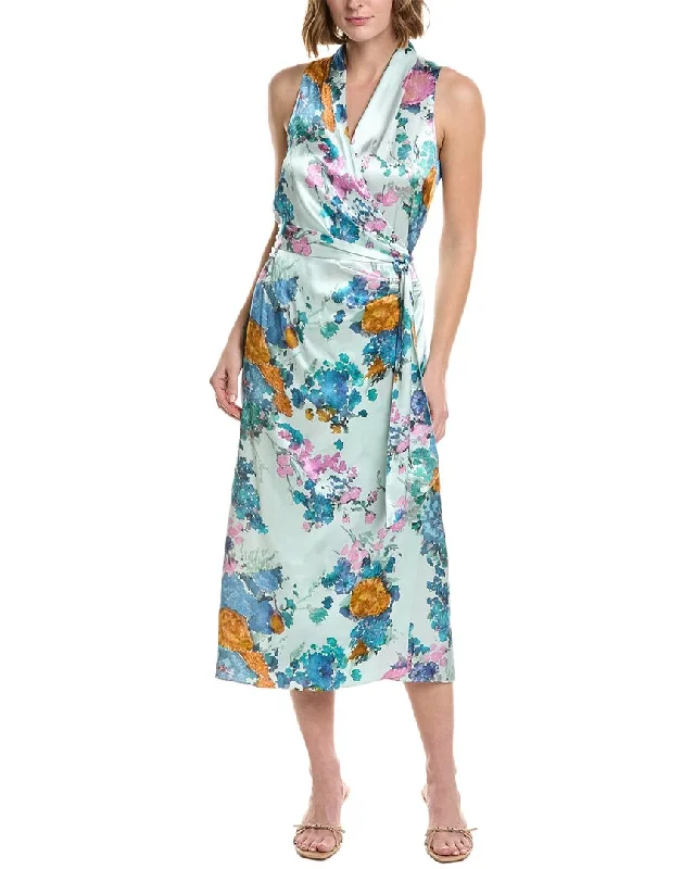 Take Advantage Vince Painted Bouquet Draped Wrap Dress
