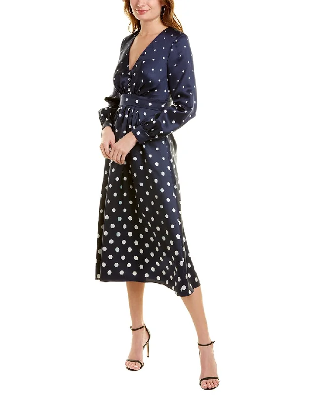 Value Deals Oscar de la Renta V-Neck Silk Midi Dress