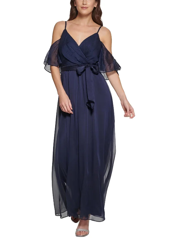 Daily Deals Womens Chiffon Cold Shoulder Evening Dress