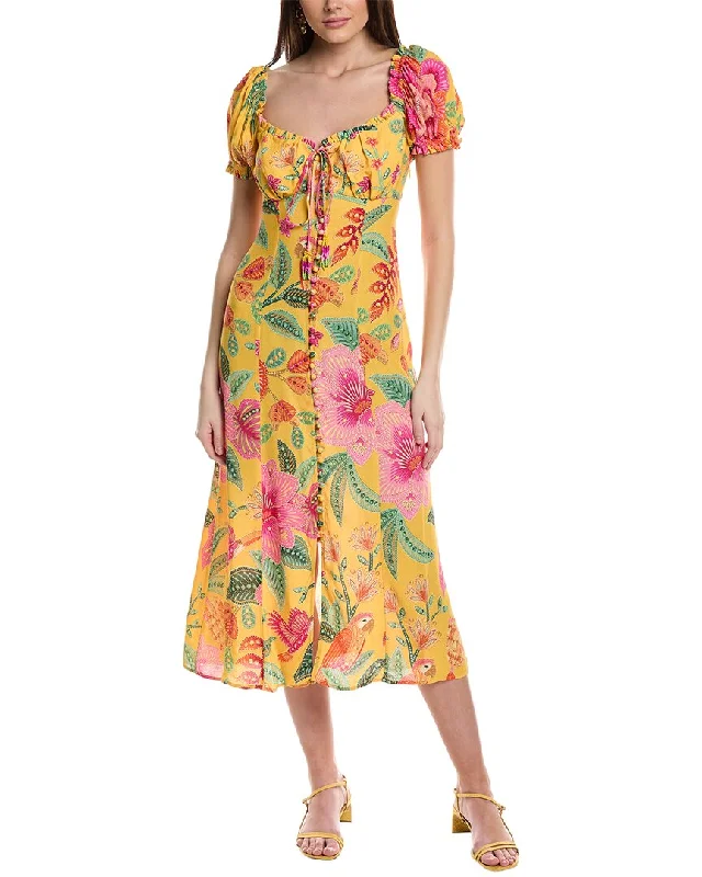 Crazy Savings FARM Rio Macaw Bloom Midi Dress
