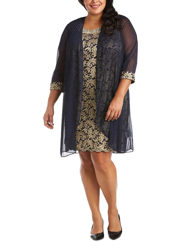 Take Advantage Plus Womens Jacquard 2PC Cocktail and Party Dress