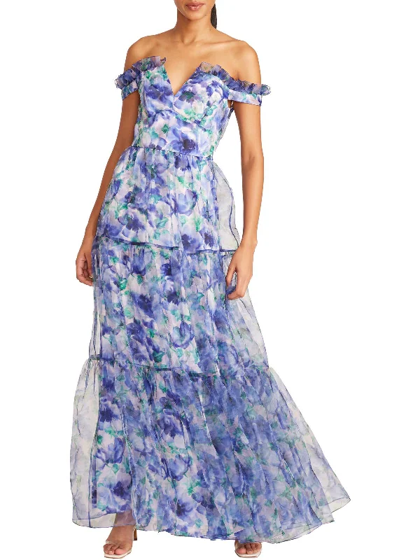 Daily Specials Womens Off-The-Shoulder Maxi Evening Dress