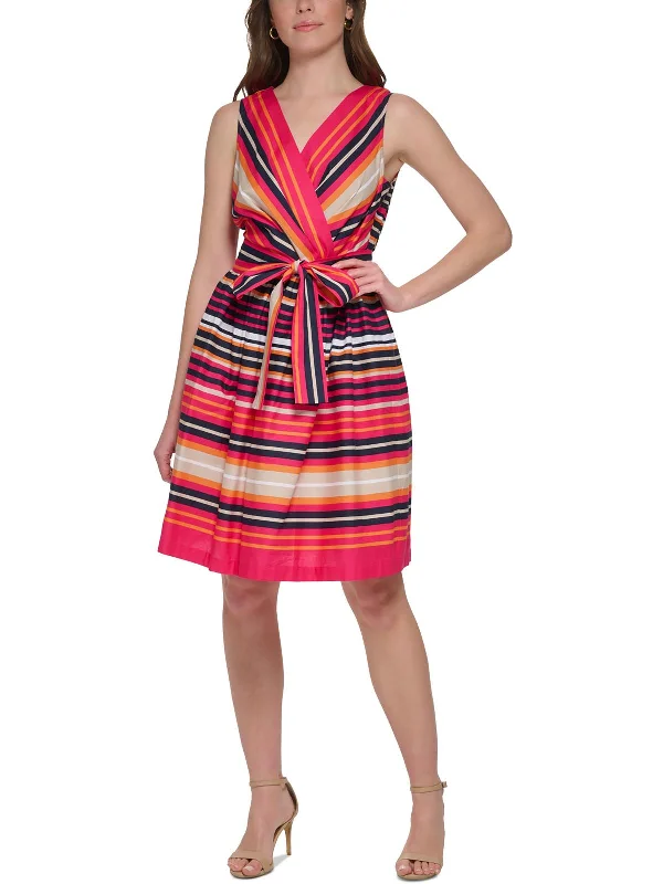 Special Discount Womens Surplice Mini Fit & Flare Dress