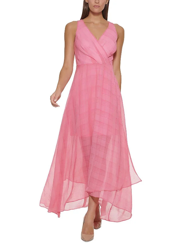 Exclusive Savings Womens Plaid Surplice Maxi Dress