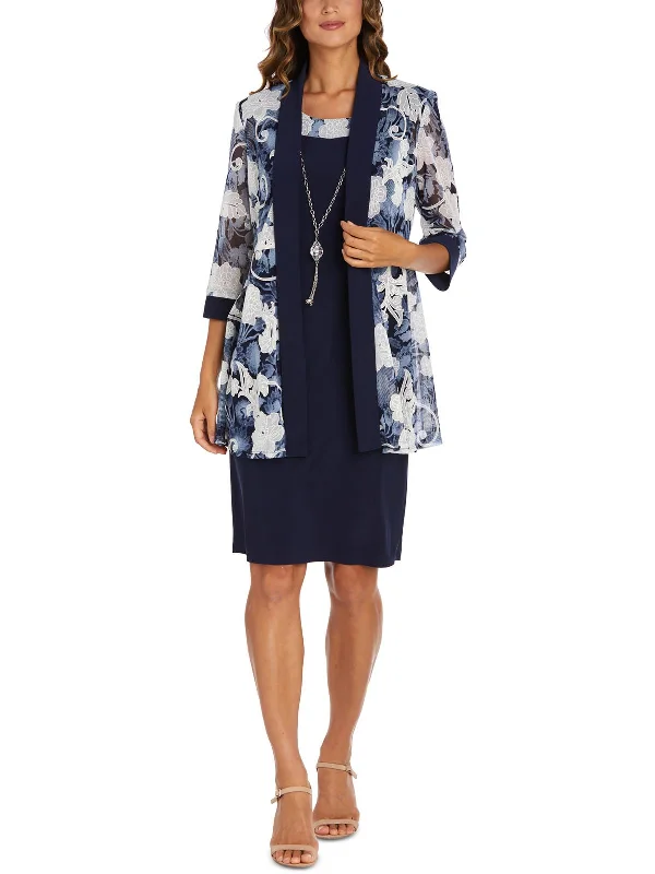 Shop and Save Womens Printed Jacket Dress Suit