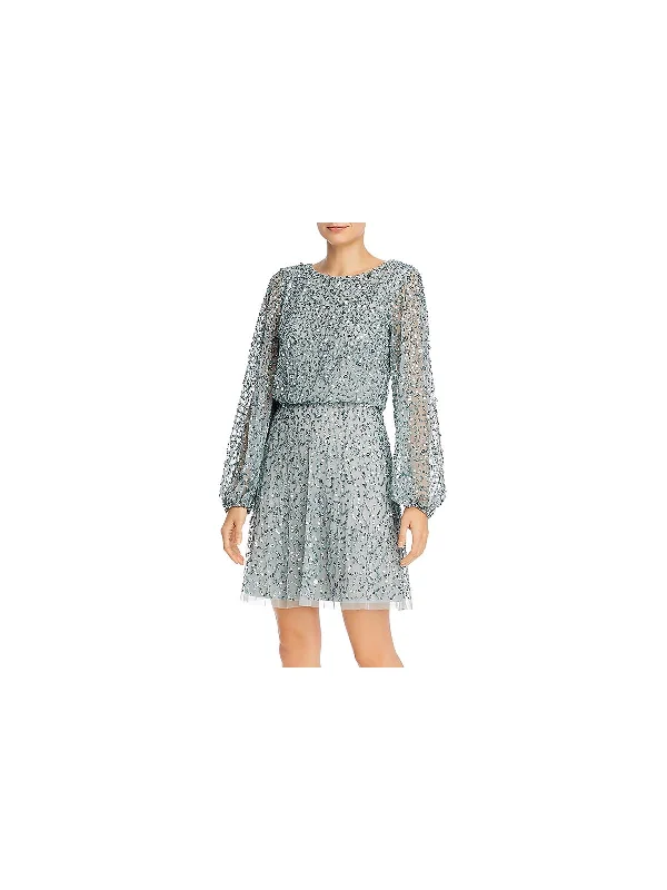 Special Discount Womens Sequined Blouson Mini Dress