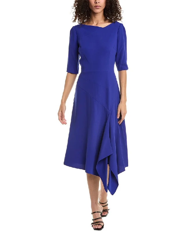 Exclusive Offers TERI JON ASYMMETRIC NECK HANDKERCHIEF HEM CREPE