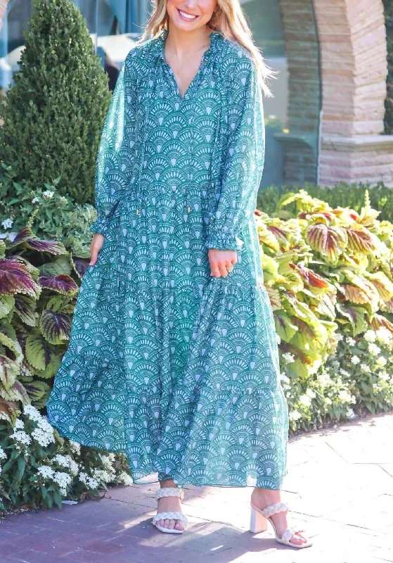 The Best Prices Norah Long Sleeve Maxi Dress in Green