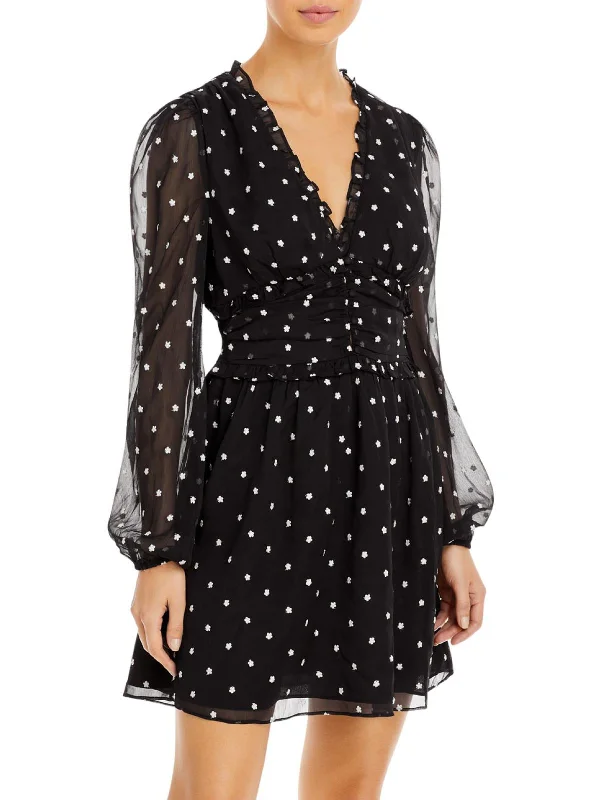 Deal Frenzy Womens Ruffled Short Mini Dress