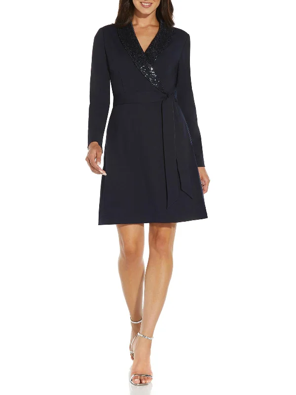 Mega Sale Womens Sequined Surplice Wrap Dress